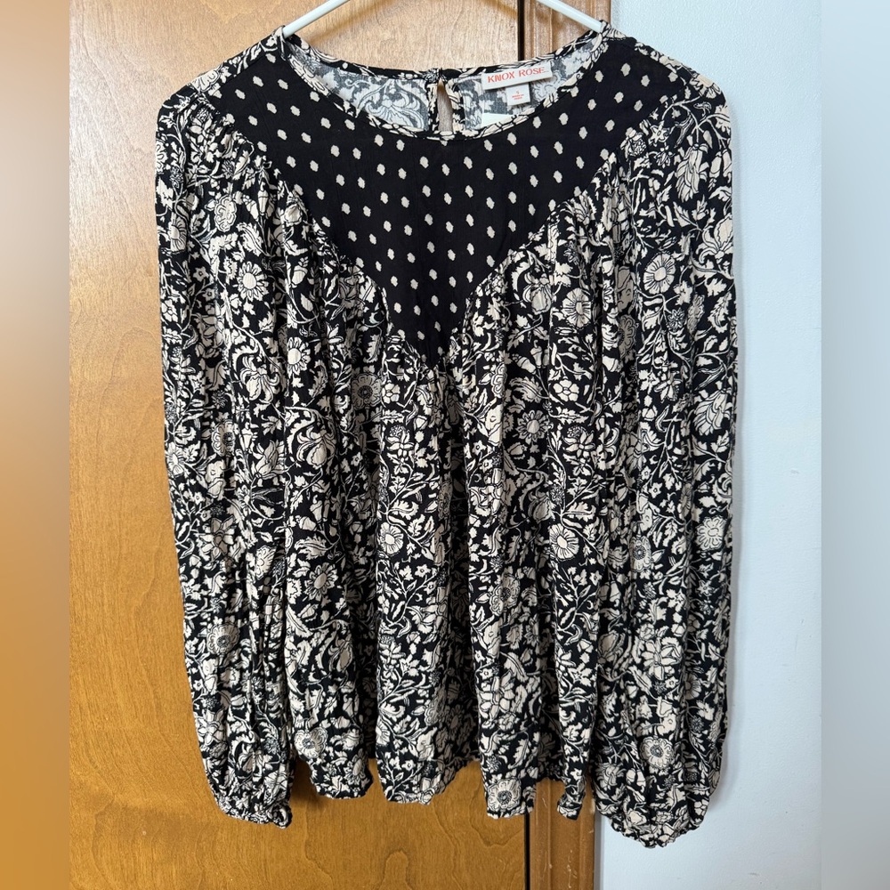 Black Floral Long Sleeve Blouse - Picture 1 of 3